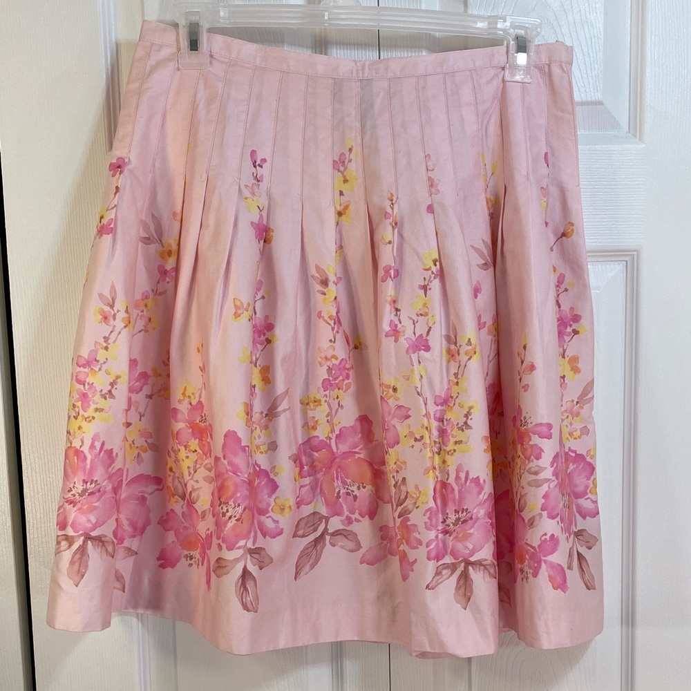 2 for $25 - Bandolino Cotton Sateen Pink Floral pleated Skirt, 14 Petites